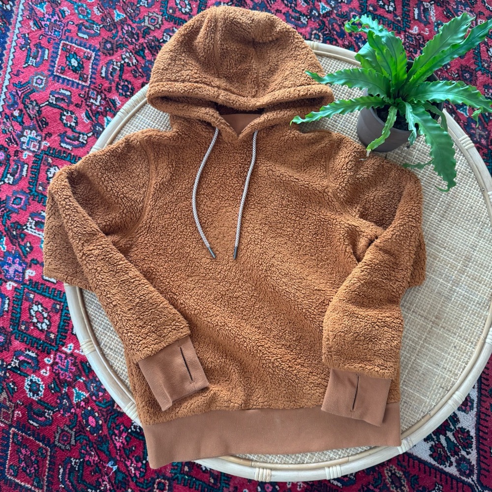 Athleta Tugga Sherpa Hoodie in Cattail Brown Size XS